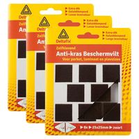 Anti-krasvilt - 24x - zwart - 25 x 25 mm - vierkant - zelfklevend - meubel beschermvilt