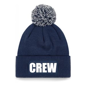 Crew muts/beanie met pompon - onesize - unisex - navy One size  -