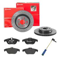 Remmenset, remschijf BREMBO, Remschijftype: Geperforeerd / Geventileerd, Inbouwplaats: Achteras: , u.a. für Mercedes-Benz