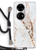 Goud marmer: Huawei P50 Pro Transparant Hoesje met koord