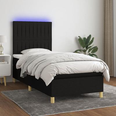 Boxspring met matras en LED stof zwart 90x190 cm