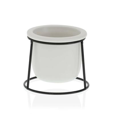 Bloempot Versa Wit Metaal Keramisch Plastic Cirkelvormig Minimalist 10,5 x 11,5 x 10,5 cm