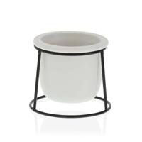 Bloempot Versa Wit Metaal Keramisch Plastic Cirkelvormig Minimalist 10,5 x 11,5 x 10,5 cm