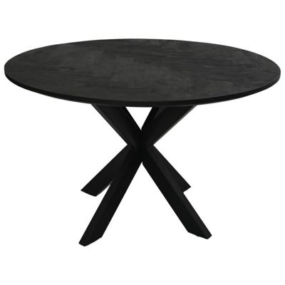 Eettafel Mozaik Verona rond - 140x140x76 - Zwart - Mangohout/metaal