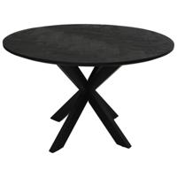 Eettafel Mozaik Verona rond - 140x140x76 - Zwart - Mangohout/metaal