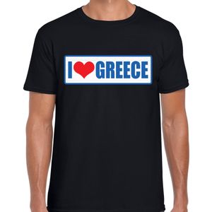 I love Greece / Griekenland landen t-shirt zwart heren 2XL  -