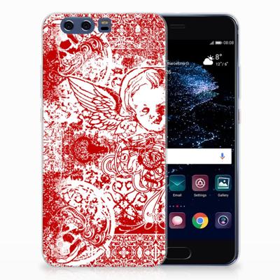 Silicone Back Case Huawei P10 Plus Angel Skull Rood