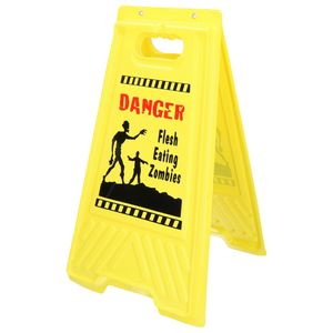 Halloween/Horror waarschuwingsbord - danger zone - geel - H53 x B31 cm