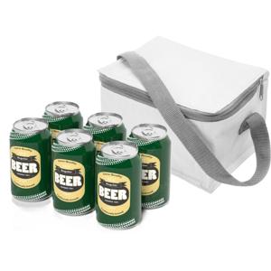 Kleine mini koeltas voor lunch of sixpack blikjes - wit - 21 x 15 x 13 cm - draagriem