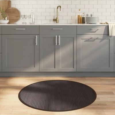 Vloerkleed rond 100 cm bamboe donkerbruin