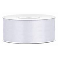 Partydeco Cadeaulint - ivoor - 2,5 cm x 25 meter - satijn - sierlint - inpakken - decoratie