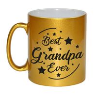 Gouden Best Grandpa Ever cadeau koffiemok / theebeker 330 ml - thumbnail