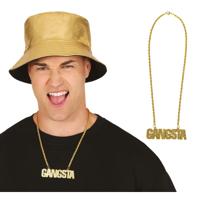 Verkleedset - gouden hoed en ketting - feest en foute party - verkleedaccessoires