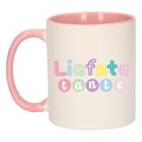 Cadeau koffie/thee mok voor Tante - roze - liefste Tante - keramiek - 300 ml