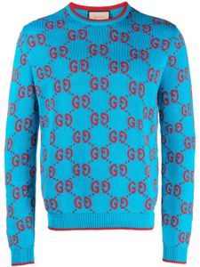 Gucci GG intarsia-knit cotton jumper - Bleu