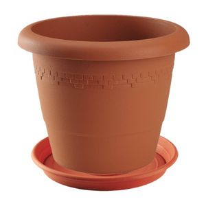 1x stuks bloempot met onderschaal terra cotta rond diameter 50 cm - Plantenpotten