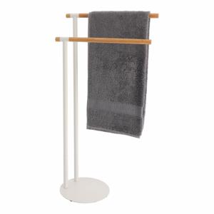 Handdoeken ophangrek/houder - badkamer - bamboe/metaal - 40 x 22 x 78 cm - wit