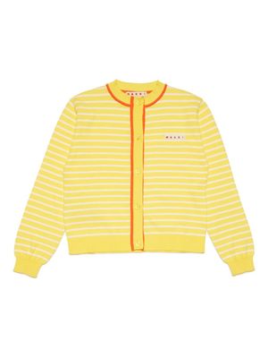Marni Kids cardigan en coton à rayures - Jaune