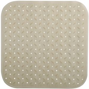 Douche/bad anti-slip mat badkamer - rubber - beige - 54 x 54 cm - vierkant