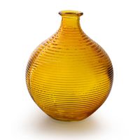 Jodeco Bloemenvaas - geel glas - ribbel - D16 x H20 cm - Vazen - thumbnail