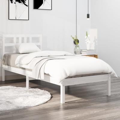 Bedframe massief hout wit 100x200 cm