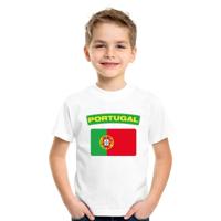 Supporters kleding - t-shirt van vlag Portugal - wit - voor kinderen - korte mouwen - sport