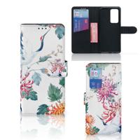 Huawei P40 Pro | Telefoonhoesje | Met pasjeshouder | Bird Flowers