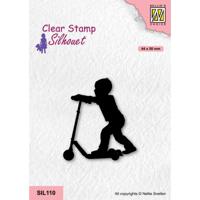 Nellie's Choice • silhouet clear stempels girl with scooter