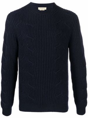 Corneliani pull nervuré en maille torsadée - Bleu Corneliani pull nervuré en maille torsadée - Bleu