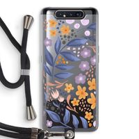 Flowers with blue leaves: Samsung Galaxy A80 Transparant Hoesje met koord