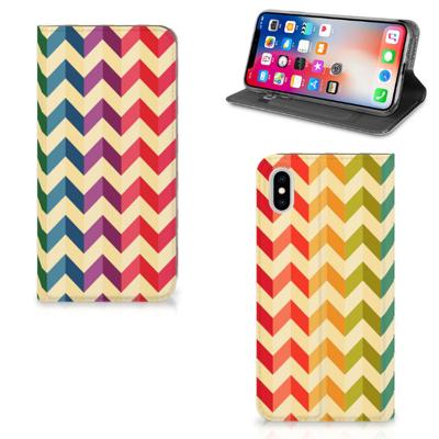 Apple iPhone Xs Max | Hoesje met Magneet | Zigzag Multi Color Apple iPhone Xs Max | Hoesje met Magneet | Zigzag Multi Color