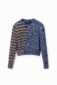 Oversized cardigan met tekst - BLUE - L