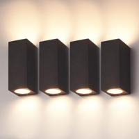 Set van 4 Selma - LED Wandlampen - Up & Down light - IP65 waterdicht - Voor binnen en buiten - Zwart - Buitenlampen