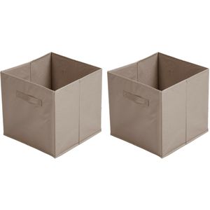 Opbergmand/kastmand Square Box - 4x - karton/kunststof - 29 liter - beige - 31 x 31 x 31 cm