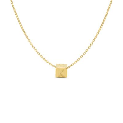 Minimalistische letter ketting cube - 14K GOUD - Goud - K