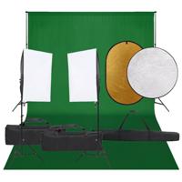 Fotostudioset met verlichtingsset, achtergrond en reflector