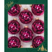 8x stuks glazen kerstballen 7 cm cabernet roze glans - thumbnail