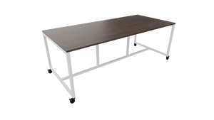 Verrijdbare vergadertafel 4811 - 240 x 108 cm. - Wit - Eiken donker