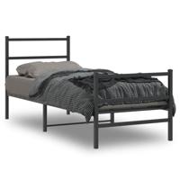 Bedframe met hoofd- en voeteneinde metaal zwart 80x200 cm