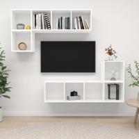 4-delige Tv-meubelset bewerkt hout wit