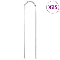 Grondharingen 25 st U-vormig 15x3,5 cm gegalvaniseerd staal