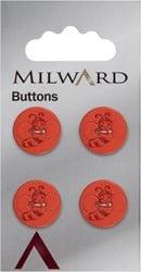 Milward Ronde Knoop met Figuur Bij Rood 15mm (4 stuks)