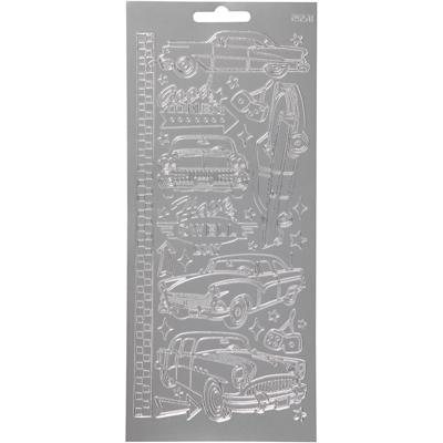 Creativ Company Stickers, auto&apos;s, vel 10x23 cm, zilver, 1 vel