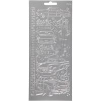 Creativ Company Stickers, auto&apos;s, vel 10x23 cm, zilver, 1 vel