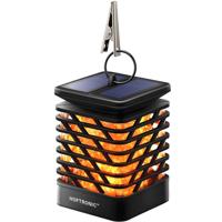 Solar Tuinlantaarn Amelia - Met sfeervol vlam effect - IP65 Waterdicht - Warm wit 3000K licht - Schemerschakelaar - Tafellamp - Hanglamp - Solar lantaarn - Zwart