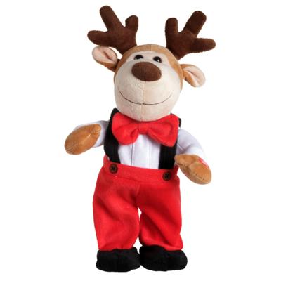 Decoris Zingende en dansende rendier pop - 32 cm - polyester