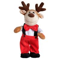 Decoris Zingende en dansende rendier pop - 32 cm - polyester