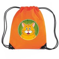 Rode kat dieren trekkoord rugzak / gymtas oranje voor kinderen   -