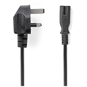Nedis Type G / IEC-320-C7 UK stroomkabel ongeaard 2,0m zwart