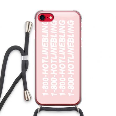 Hotline bling pink: iPhone SE 2020 Transparant Hoesje met koord